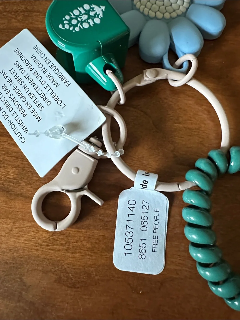 Free People Instant Replay wristlet Blue Flower Keychain Bracelet Accessory NWT